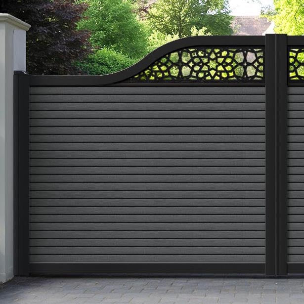 Hudson Nazira Curved Top Driveway Gate - Dark Grey - Top Screen