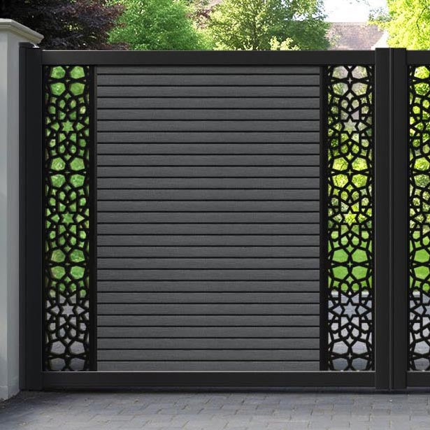 Hudson Nazira Straight Top Driveway Gate - Dark Grey - Middle & End Screen