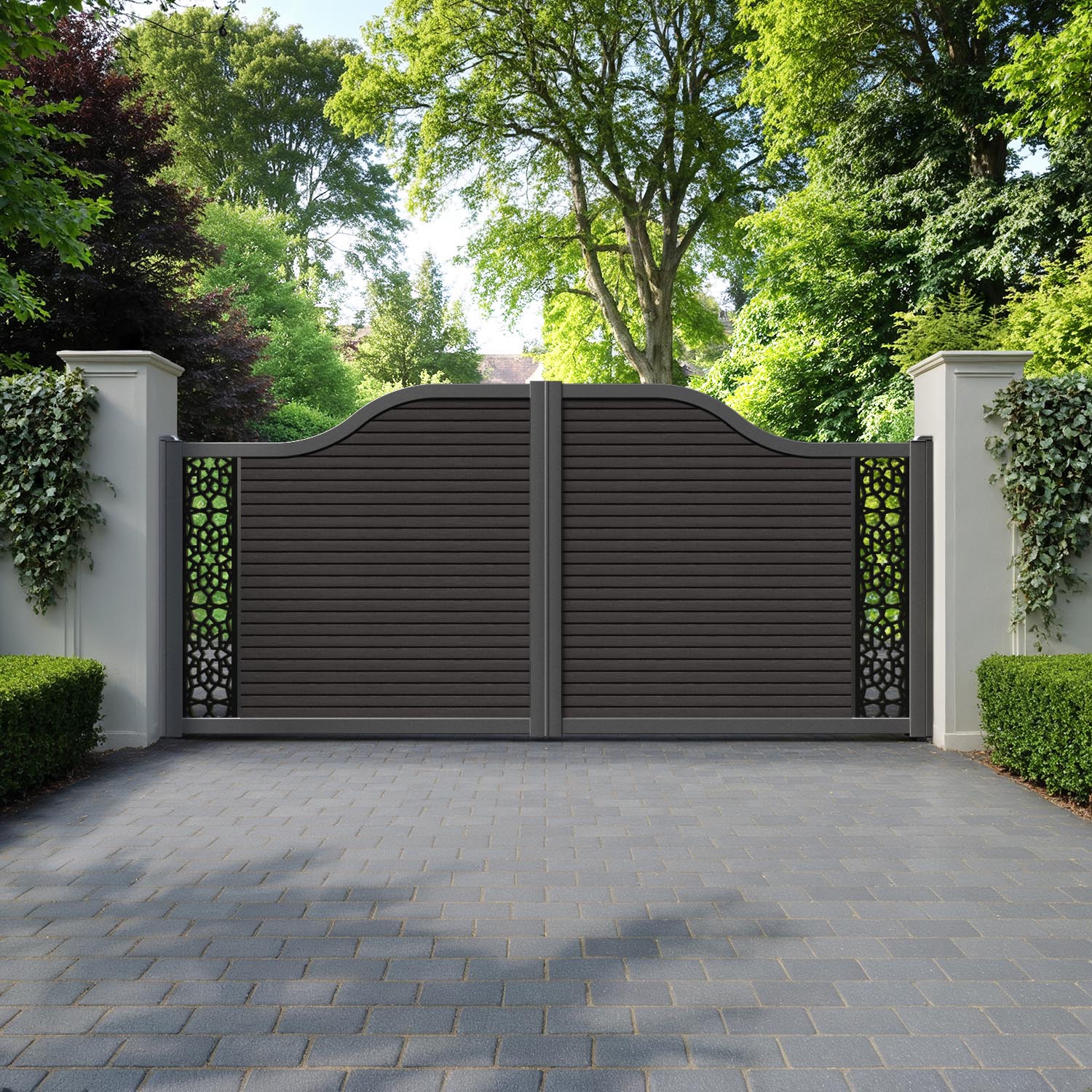 Hudson Nazira Curved Top Driveway Gate - Dark Oak - End Screen