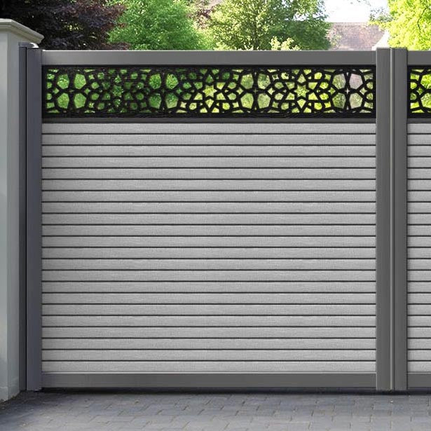 Hudson Nazira Straight Top Driveway Gate - Light Grey - Top Screen
