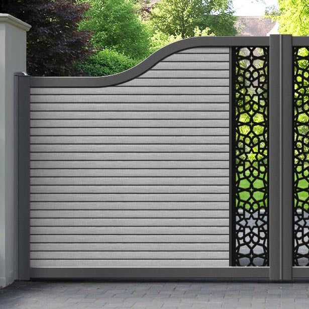 Hudson Nazira Curved Top Driveway Gate - Light Grey - Middle Screen