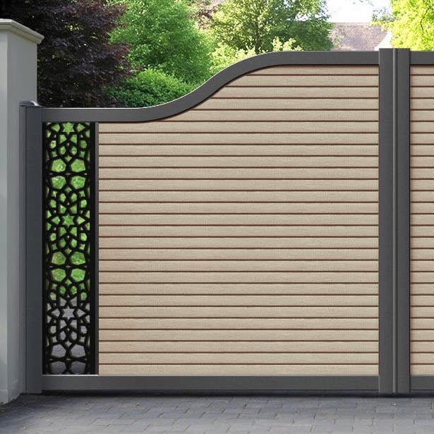 Hudson Nazira Curved Top Driveway Gate - Light Oak- End Screen