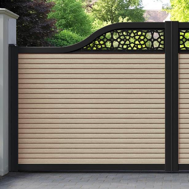 Hudson Nazira Curved Top Driveway Gate - Light Oak- Top Screen