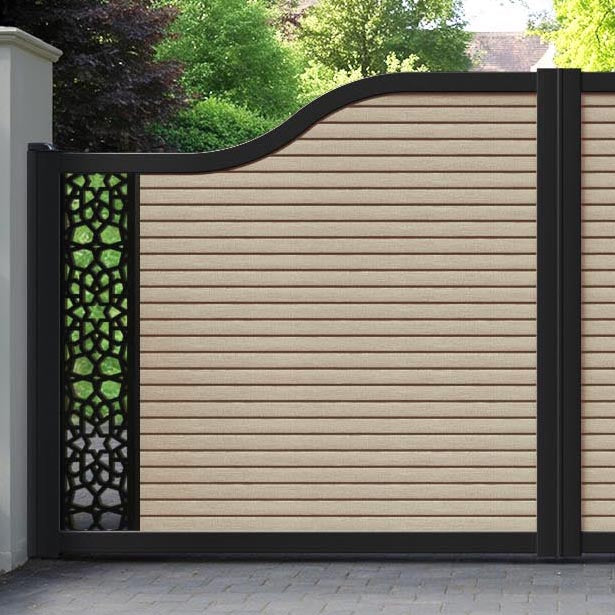Hudson Nazira Curved Top Driveway Gate - Light Oak- End Screen