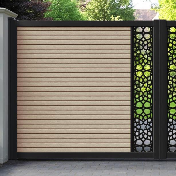 Hudson Nazira Straight Top Driveway Gate - Light Oak - Middle Screen