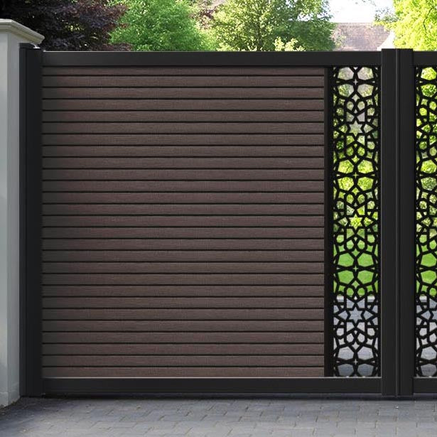 Hudson Nazira Straight Top Driveway Gate - Mid Brown - Middle Screen