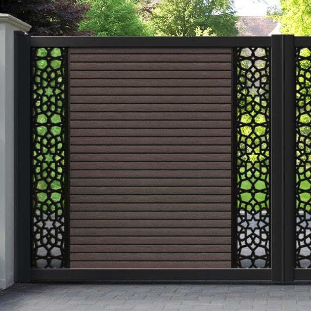 Hudson Nazira Straight Top Driveway Gate - Mid Brown - Middle & End Screen