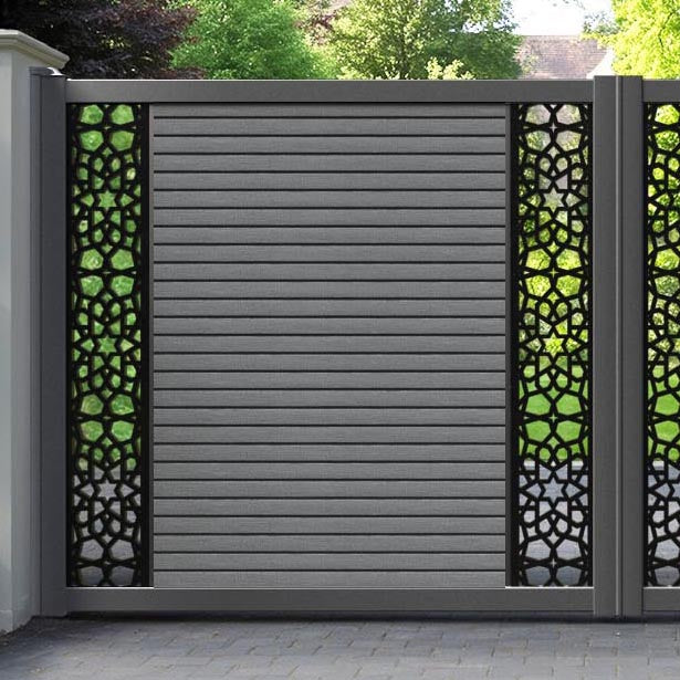 Hudson Nazira Straight Top Driveway Gate - Mid Grey - Middle & End Screen
