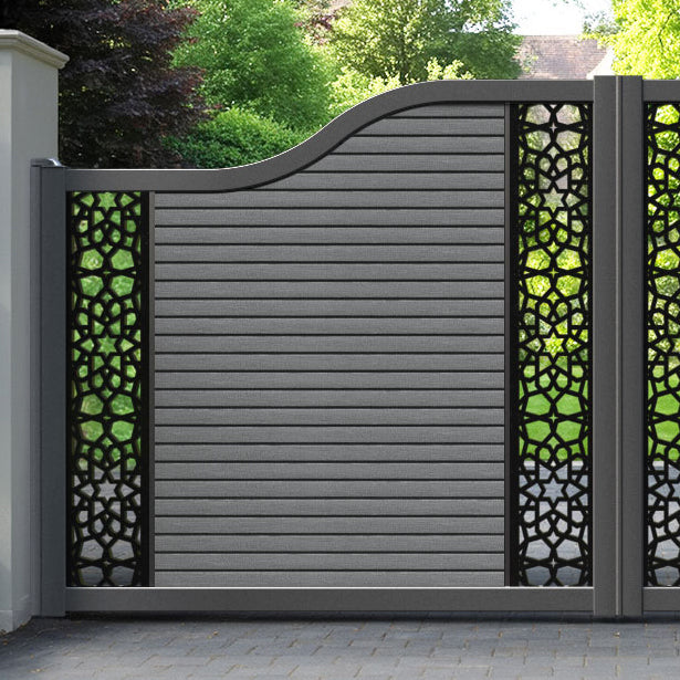 Hudson Nazira Curved Top Driveway Gate - Mid Grey - Middle & End Screen