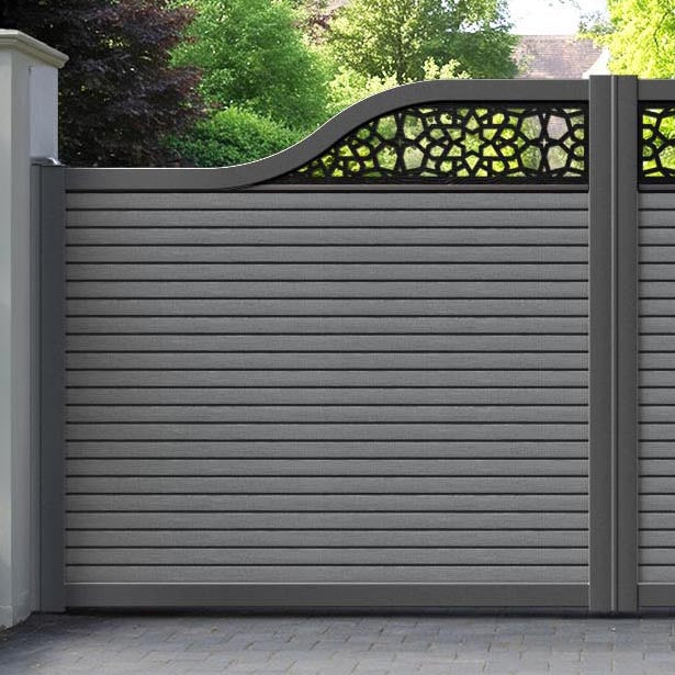 Hudson Nazira Curved Top Driveway Gate - Mid Grey - Top Screen