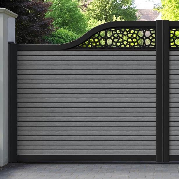 Hudson Nazira Curved Top Driveway Gate - Mid Grey - Top Screen