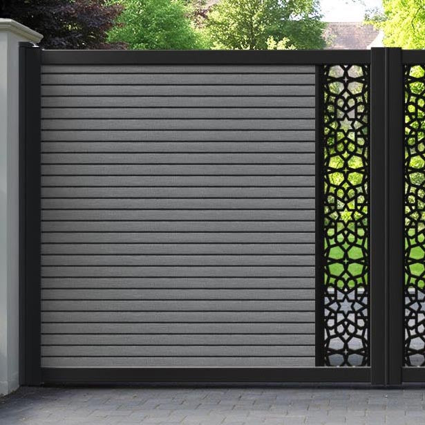Hudson Nazira Straight Top Driveway Gate - Mid Grey - Middle Screen