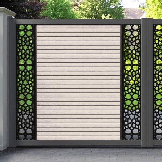 Hudson Nazira Straight Top Driveway Gate - Mid Stone - Middle & End Screen
