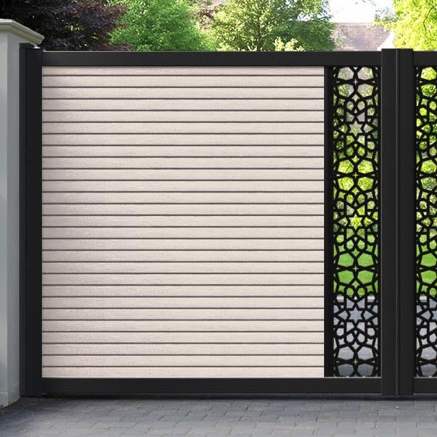Hudson Nazira Straight Top Driveway Gate - Mid Stone - Middle Screen