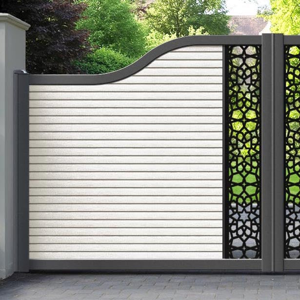 Hudson Nazira Curved Top Driveway Gate - Light Stone - Middle Screen