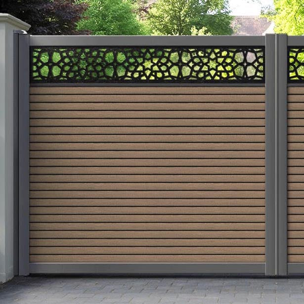 Hudson Nazira Straight Top Driveway Gate - Teak - Top Screen