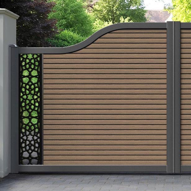 Hudson Nazira Curved Top Driveway Gate - Teak - End Screen