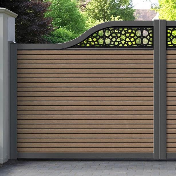 Hudson Nazira Curved Top Driveway Gate - Teak - Top Screen