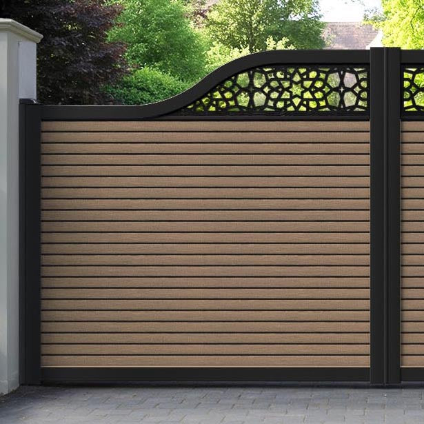 Hudson Nazira Curved Top Driveway Gate - Teak - Top Screen