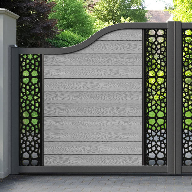 Classic Nazira Curved Top Driveway Gate - Light Grey - Middle & End Screen