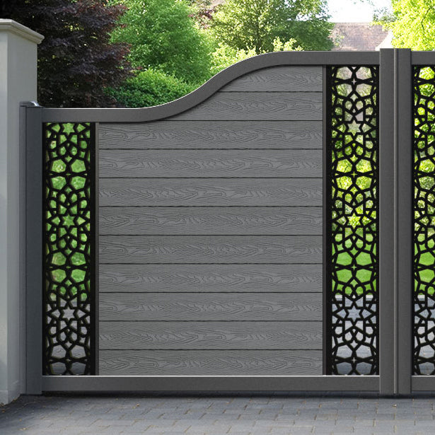 Classic Nazira Curved Top Driveway Gate - Mid Grey - Middle & End Screen