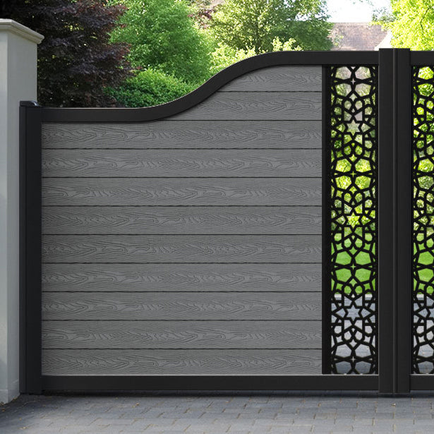 Classic Nazira Curved Top Driveway Gate - Mid Grey - Middle Screen