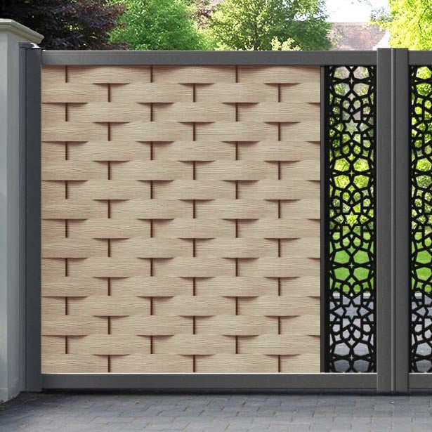 Ripple Nazira Straight Top Driveway Gate - Light Oak - Middle Screen
