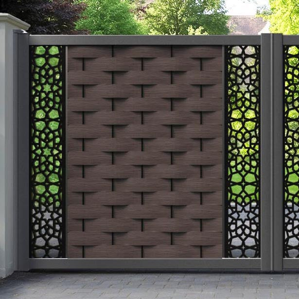 Ripple Nazira Straight Top Driveway Gate - Mid Brown - Middle & End Screen