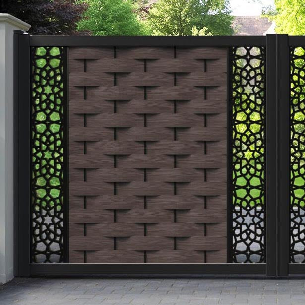 Ripple Nazira Straight Top Driveway Gate - Mid Brown - Middle & End Screen