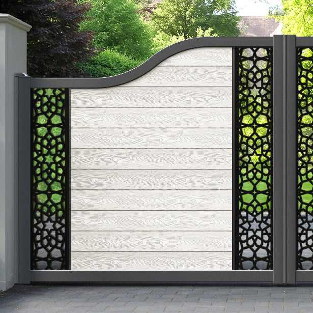 Classic Nazira Curved Top Driveway Gate - Light Stone - Middle & End Screen