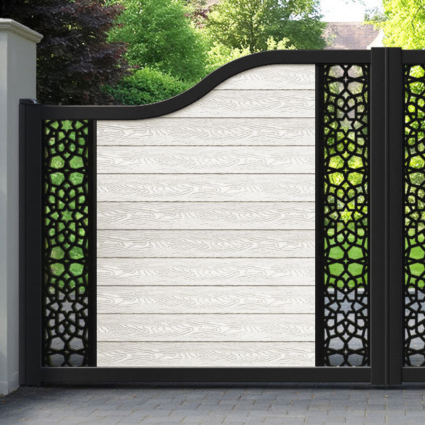 Classic Nazira Curved Top Driveway Gate - Light Stone - Middle & End Screen