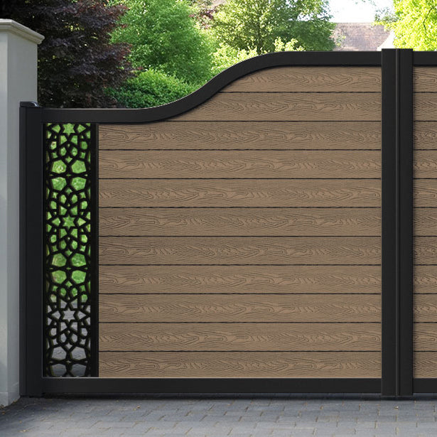 Classic Nazira Curved Top Driveway Gate - Teak -  End Screen