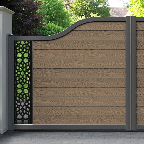 Classic Nazira Curved Top Driveway Gate - Teak -  End Screen