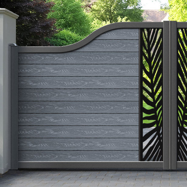 Classic Palm Curved Top Driveway Gate - Anthracite - Middle Screen
