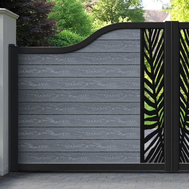 Classic Palm Curved Top Driveway Gate - Anthracite - Middle Screen