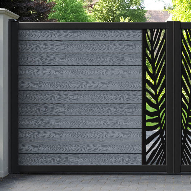 Classic Palm Straight Top Driveway Gate - Anthracite - Middle Screen