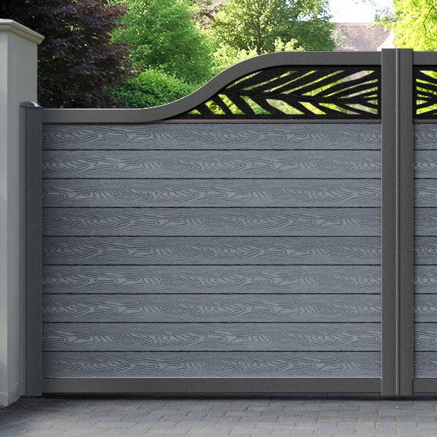 Classic Palm Curved Top Driveway Gate - Anthracite - Top Screen