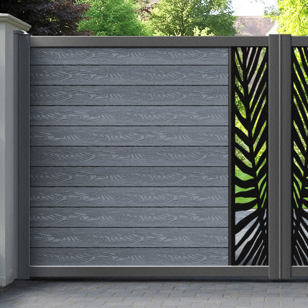 Classic Palm Straight Top Driveway Gate - Anthracite - Middle Screen