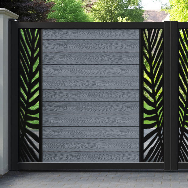 Classic Palm Straight Top Driveway Gate - Anthracite - Middle & End Screen