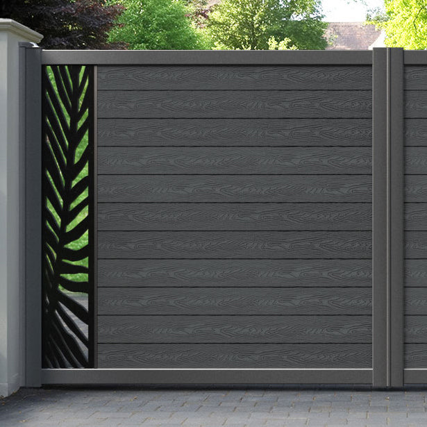 Classic Palm Straight Top Driveway Gate - Dark Grey - End Screen