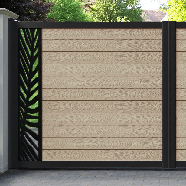 Classic Palm Straight Top Driveway Gate - Light Oak - End Screen