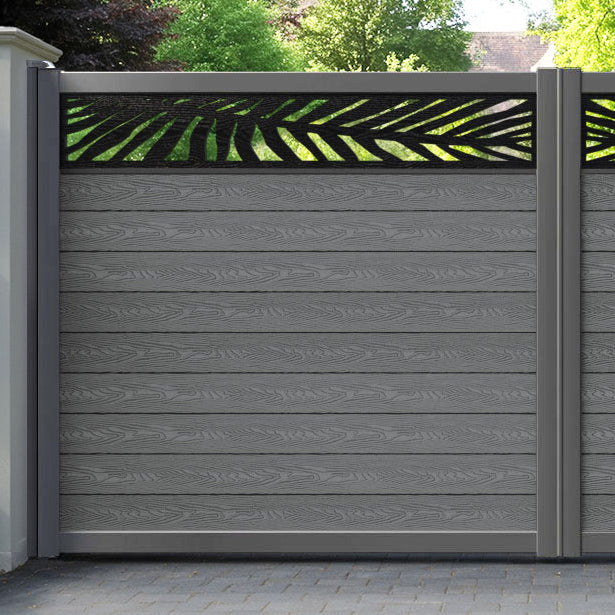 Classic Palm Straight Top Driveway Gate - Mid Grey - Top Screen