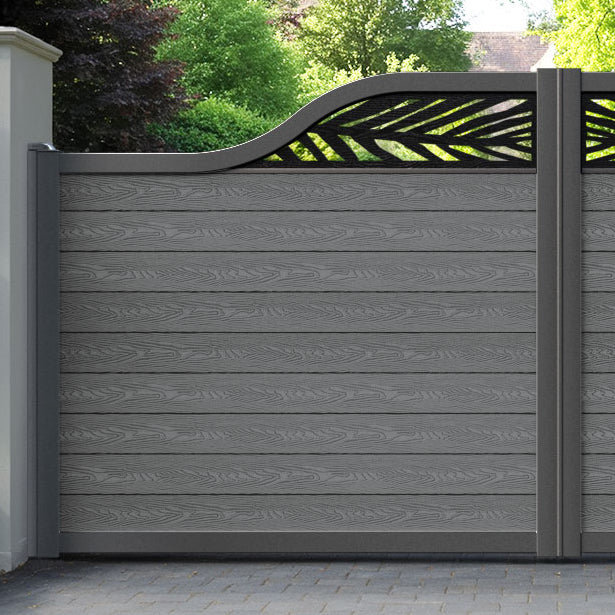 Classic Palm Curved Top Driveway Gate - Mid Grey - Top Screen