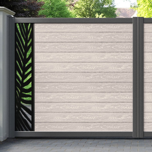 Classic Palm Straight Top Driveway Gate - Mid Stone - End Screen