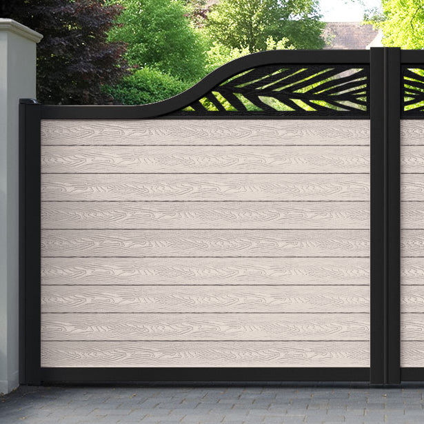 Classic Palm Curved Top Driveway Gate - Mid Stone - Top Screen