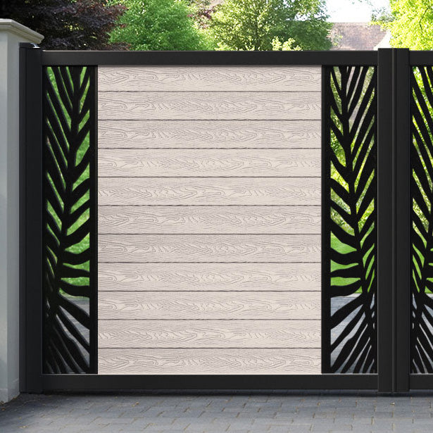 Classic Palm Straight Top Driveway Gate - Mid Stone - Middle & End Screen