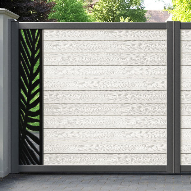 Classic Palm Straight Top Driveway Gate - Light Stone - End Screen