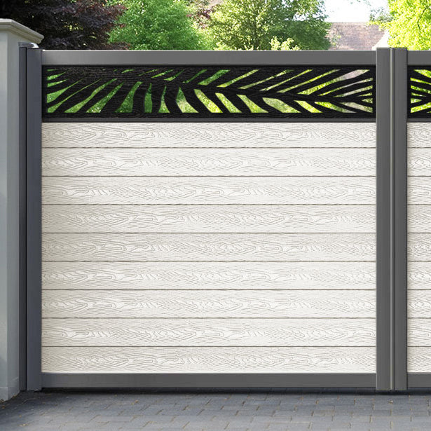 Classic Palm Straight Top Driveway Gate - Light Stone - Top Screen