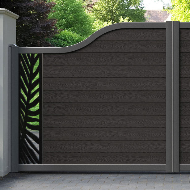 Classic Palm Curved Top Driveway Gate - Dark Oak - End Screen