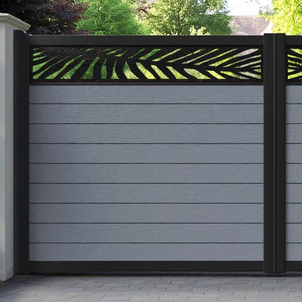 Fusion Palm Straight Top Driveway Gate - Anthracite - Top Screen